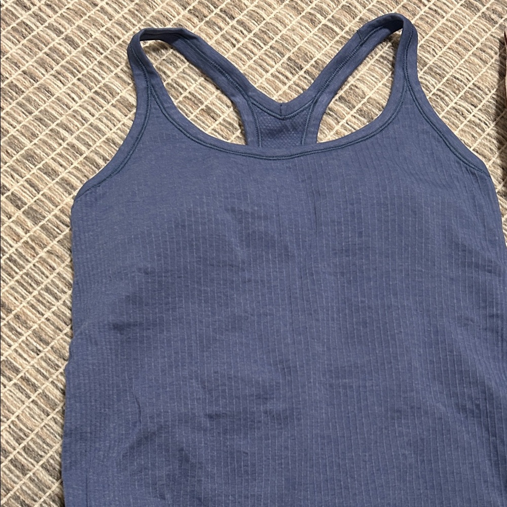 Women's Blue Ribbed lulu Tank Top